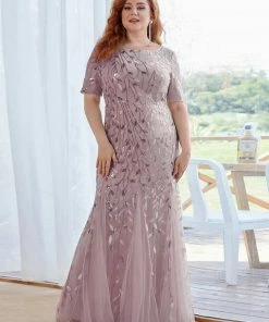 Ever-Pretty US Floral Sequin Print Plus Size Mermaid Tulle Evening Dress Evening Dresses & Gowns