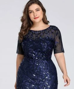 Ever-Pretty US Floral Sequin Print Plus Size Mermaid Tulle Evening Dress Evening Dresses & Gowns