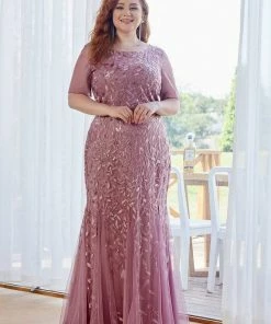 Ever-Pretty US Floral Sequin Print Plus Size Mermaid Tulle Evening Dress Evening Dresses & Gowns