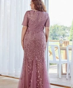 Ever-Pretty US Floral Sequin Print Plus Size Mermaid Tulle Evening Dress Evening Dresses & Gowns