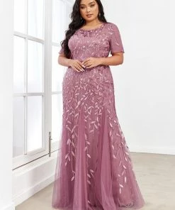 Ever-Pretty US Floral Sequin Print Maxi Long Fishtail Tulle Dresses With Half Sleeve SHOP BY OCCASION 46 Ever-Pretty US Floral Sequin Print Maxi Long Fishtail Tulle Dresses With Half Sleeve SHOP BY OCCASION