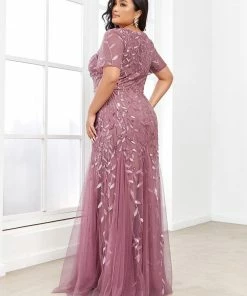 Ever-Pretty US Floral Sequin Print Maxi Long Fishtail Tulle Dresses With Half Sleeve SHOP BY OCCASION 47 Ever-Pretty US Floral Sequin Print Maxi Long Fishtail Tulle Dresses With Half Sleeve SHOP BY OCCASION