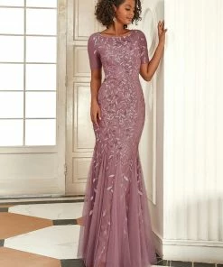 Ever-Pretty US Floral Sequin Print Maxi Long Fishtail Tulle Dresses With Half Sleeve SHOP BY OCCASION 43 Ever-Pretty US Floral Sequin Print Maxi Long Fishtail Tulle Dresses With Half Sleeve SHOP BY OCCASION