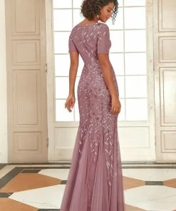 Ever-Pretty US Floral Sequin Print Maxi Long Fishtail Tulle Dresses With Half Sleeve SHOP BY OCCASION 44 Ever-Pretty US Floral Sequin Print Maxi Long Fishtail Tulle Dresses With Half Sleeve SHOP BY OCCASION