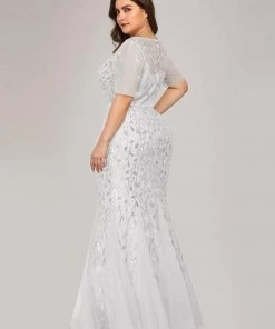 Ever-Pretty US Floral Sequin Outdoor Wedding Dress With Short Sleeves Summer Dresses 2022