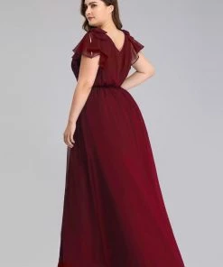 Ever-Pretty US Custom Size Elegant Pleated Ruffles Sleeves Chiffon Evening Dress Summer Dresses 2022