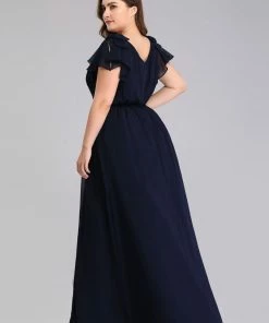 Ever-Pretty US Custom Size Elegant Pleated Ruffles Sleeves Chiffon Evening Dress Summer Dresses 2022