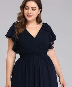 Ever-Pretty US Custom Size Elegant Pleated Ruffles Sleeves Chiffon Evening Dress Summer Dresses 2022