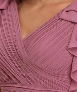 Ever-Pretty US SHOP BY OCCASION Elegant Pleated Bodice Ruffles Sleeves Chiffon Evening Dress