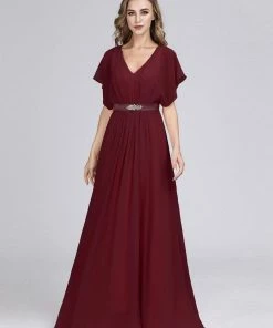 Ever-Pretty US Flutter Sleeve Maxi Long Flowy Chiffon Evening Dress