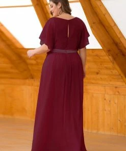 Ever-Pretty US Flutter Sleeve Maxi Long Flowy Chiffon Evening Dress