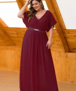 Ever-Pretty US Flutter Sleeve Maxi Long Flowy Chiffon Evening Dress