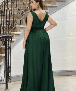 Ever-Pretty US Double V Neck Floor Length Sparkly Evening Dresses For Party SHOP BY OCCASION