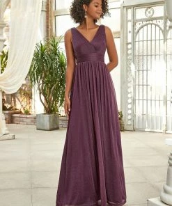 Ever-Pretty US Double V Neck Floor Length Sparkly Evening Dresses For Party SHOP BY OCCASION