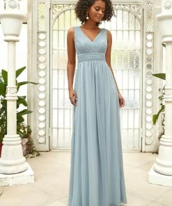 Ever-Pretty US Double V Neck Floor Length Sparkly Evening Dresses