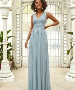 Ever-Pretty US Double V Neck Floor Length Sparkly Evening Dresses