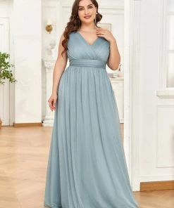 Ever-Pretty US Double V Neck Floor Length Sparkly Evening Dresses
