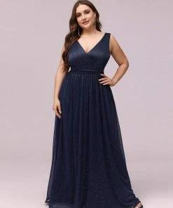 Ever-Pretty US Double V Neck Floor Length Sparkly Evening Dresses For Party SHOP BY OCCASION