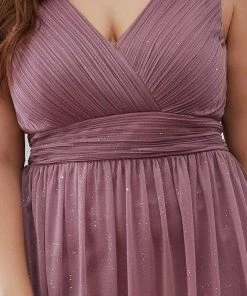 Ever-Pretty US Double V Neck Floor Length Sparkly Evening Dresses For Party SHOP BY OCCASION