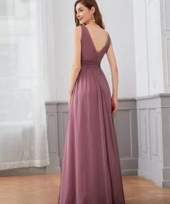 Ever-Pretty US Double V Neck Floor Length Sparkly Evening Dresses For Party SHOP BY OCCASION