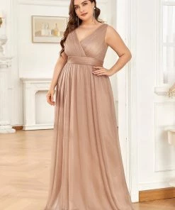 Ever-Pretty US Double V Neck Floor Length Sparkly Evening Dresses For Party SHOP BY OCCASION