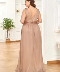 Ever-Pretty US Double V Neck Maxi Long Plus Size Sparkly Evening Dresses For Party