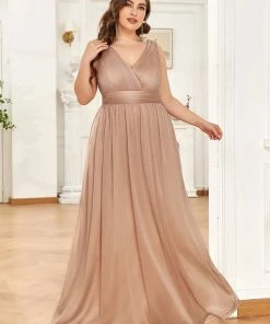 Ever-Pretty US Double V Neck Floor Length Sparkly Evening Dresses For Party SHOP BY OCCASION