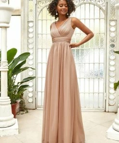 Ever-Pretty US Double V Neck Floor Length Sparkly Evening Dresses For Party SHOP BY OCCASION