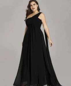 Ever-Pretty US Plus Size Chiffon One Shoulder Formal Evening Dresses For Women Prom Dresses