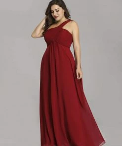 Ever-Pretty US Plus Size Chiffon One Shoulder Formal Evening Dresses For Women Prom Dresses