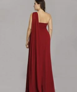 Ever-Pretty US Plus Size Chiffon One Shoulder Formal Evening Dresses For Women Prom Dresses