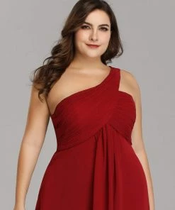 Ever-Pretty US Plus Size Chiffon One Shoulder Formal Evening Dresses For Women Prom Dresses