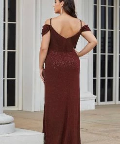 Ever-Pretty US SHOP BY OCCASION Plus Size V-Neck Cold Shoulder Floor-Length Evening Dress