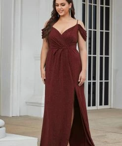 Ever-Pretty US SHOP BY OCCASION Plus Size V-Neck Cold Shoulder Floor-Length Evening Dress