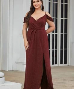 Ever-Pretty US SHOP BY OCCASION Plus Size Sexy High Slit Long Formal Evening Dresses