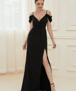 Ever-Pretty US SHOP BY OCCASION V-Neck Cold Shoulder Floor-Length Evening Dress