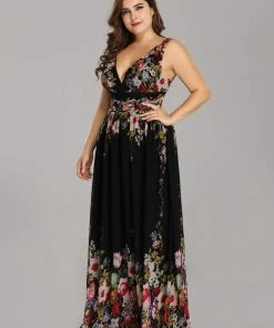 Ever-Pretty US Party Dresses Plus Size Sleeveless V-Neck Semi-Formal Chiffon Bridesmaid Dress