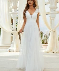 Ever-Pretty US Lace V-Neck Floor Length Cap Sleeve Casual Wedding Dress SHOP BY STYLE 13 Ever-Pretty US Lace V-Neck Floor Length Cap Sleeve Casual Wedding Dress SHOP BY STYLE