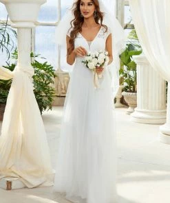 Ever-Pretty US Lace V-Neck Floor Length Cap Sleeve Casual Wedding Dress SHOP BY STYLE 14 Ever-Pretty US Lace V-Neck Floor Length Cap Sleeve Casual Wedding Dress SHOP BY STYLE