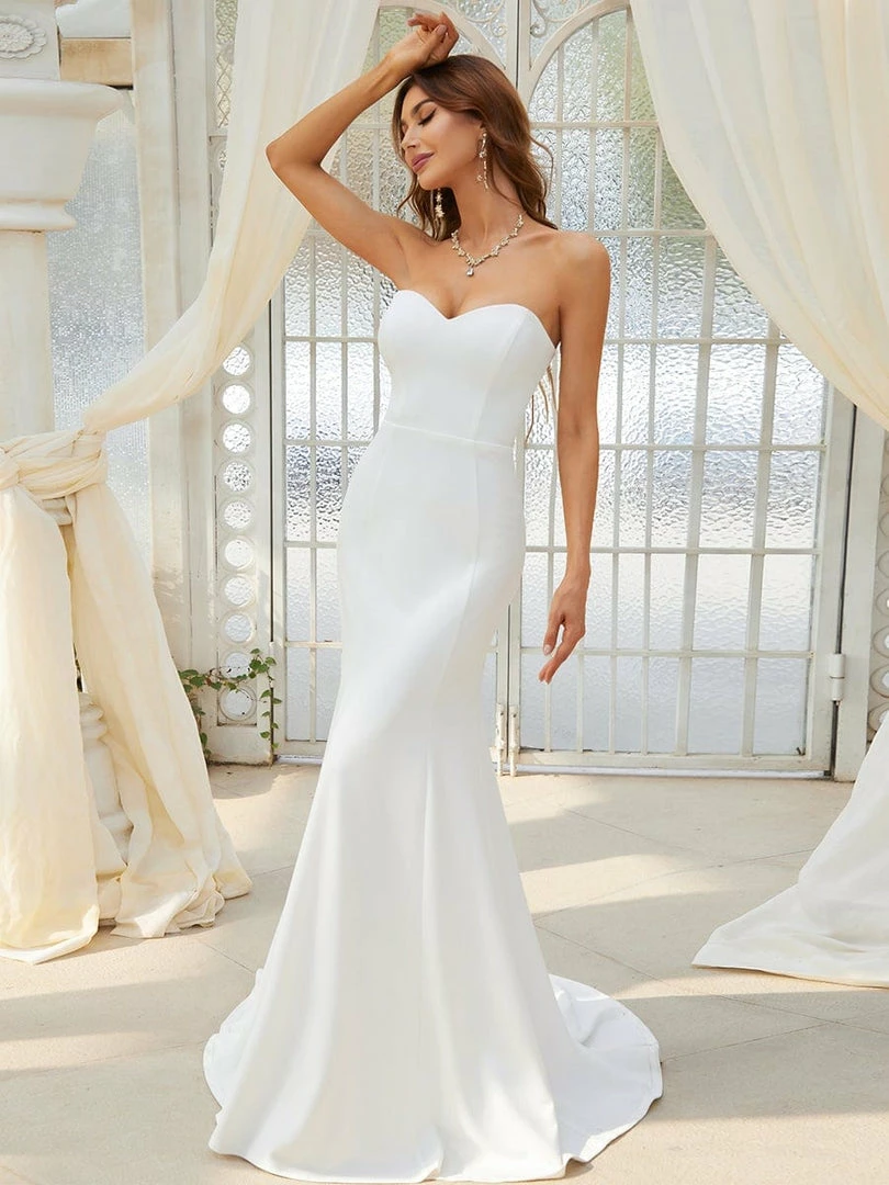 Ever-Pretty US Custom Size Sweetheart Simple Strapless Fishtail Eloping Wedding Dress Summer Dresses 2022 8 Ever-Pretty US Custom Size Sweetheart Simple Strapless Fishtail Eloping Wedding Dress Summer Dresses 2022