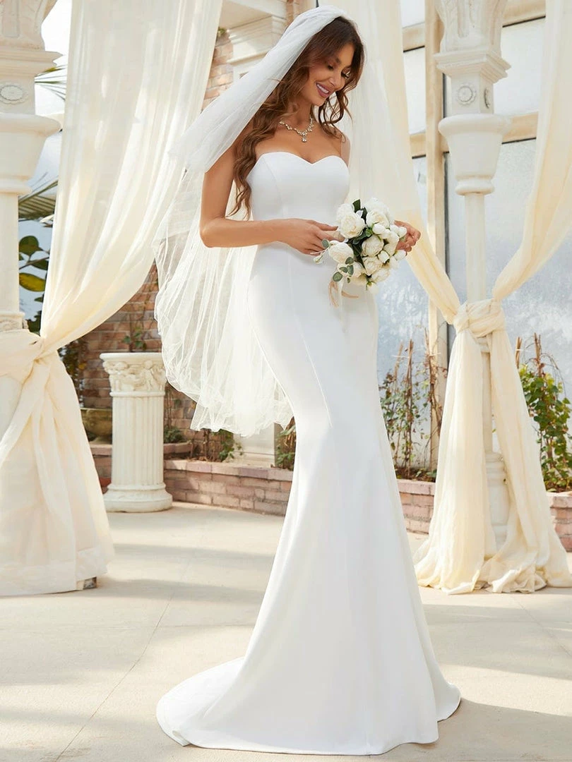Ever-Pretty US Custom Size Sweetheart Simple Strapless Fishtail Eloping Wedding Dress Summer Dresses 2022 2 Ever-Pretty US Custom Size Sweetheart Simple Strapless Fishtail Eloping Wedding Dress Summer Dresses 2022