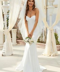 Ever-Pretty US Custom Size Sweetheart Simple Strapless Fishtail Eloping Wedding Dress Summer Dresses 2022 16 Ever-Pretty US Custom Size Sweetheart Simple Strapless Fishtail Eloping Wedding Dress Summer Dresses 2022