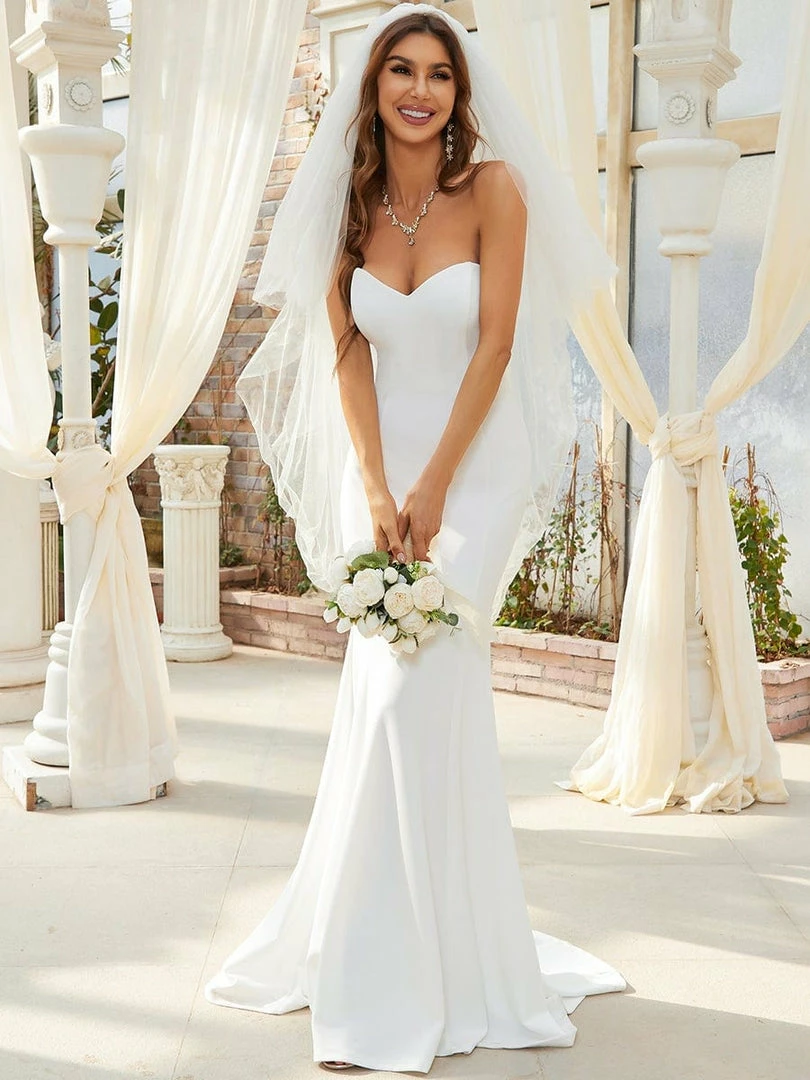 Ever-Pretty US Custom Size Sweetheart Simple Strapless Fishtail Eloping Wedding Dress Summer Dresses 2022 7 Ever-Pretty US Custom Size Sweetheart Simple Strapless Fishtail Eloping Wedding Dress Summer Dresses 2022
