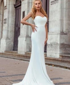 Ever-Pretty US Custom Size Sweetheart Simple Strapless Fishtail Eloping Wedding Dress Summer Dresses 2022