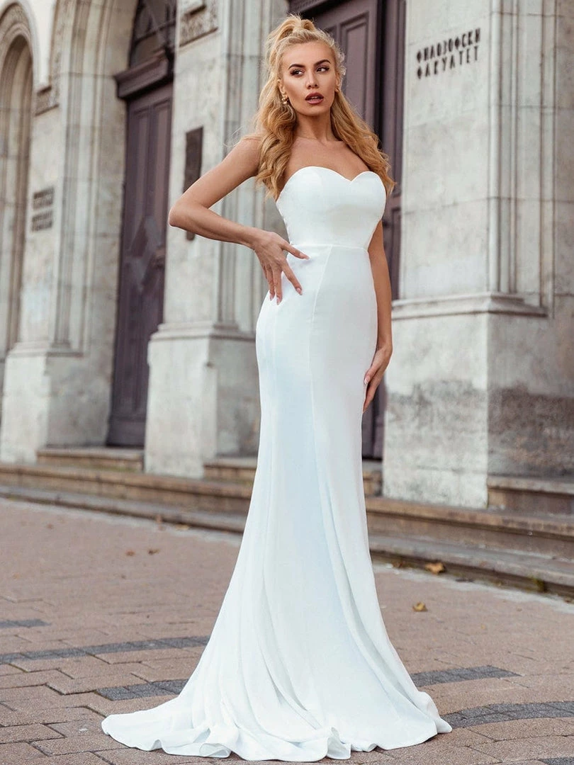 Ever-Pretty US Custom Size Sweetheart Simple Strapless Fishtail Eloping Wedding Dress Summer Dresses 2022 1 Ever-Pretty US Custom Size Sweetheart Simple Strapless Fishtail Eloping Wedding Dress Summer Dresses 2022