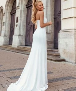 Ever-Pretty US Summer Dresses 2022 Simple Strapless Mermaid Eloping Dress For Wedding