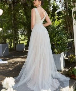 Ever-Pretty US Vintage Sleeveless Lace Sheer Empire Waist A-Line Wedding Dress