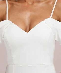 Ever-Pretty US Summer Dresses 2022 Ruffled Cold Shoulder Bodycon Wedding Dress