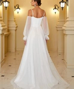 Ever-Pretty US Boho Chic Cold Shoulder Lantern Sleeve Wedding Dress SHOP BY STYLE