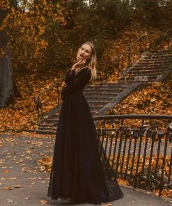 Ever-Pretty US Boho Chic Lantern Sleeve Sheer Black Tulle Wedding Dress SHOP BY STYLE